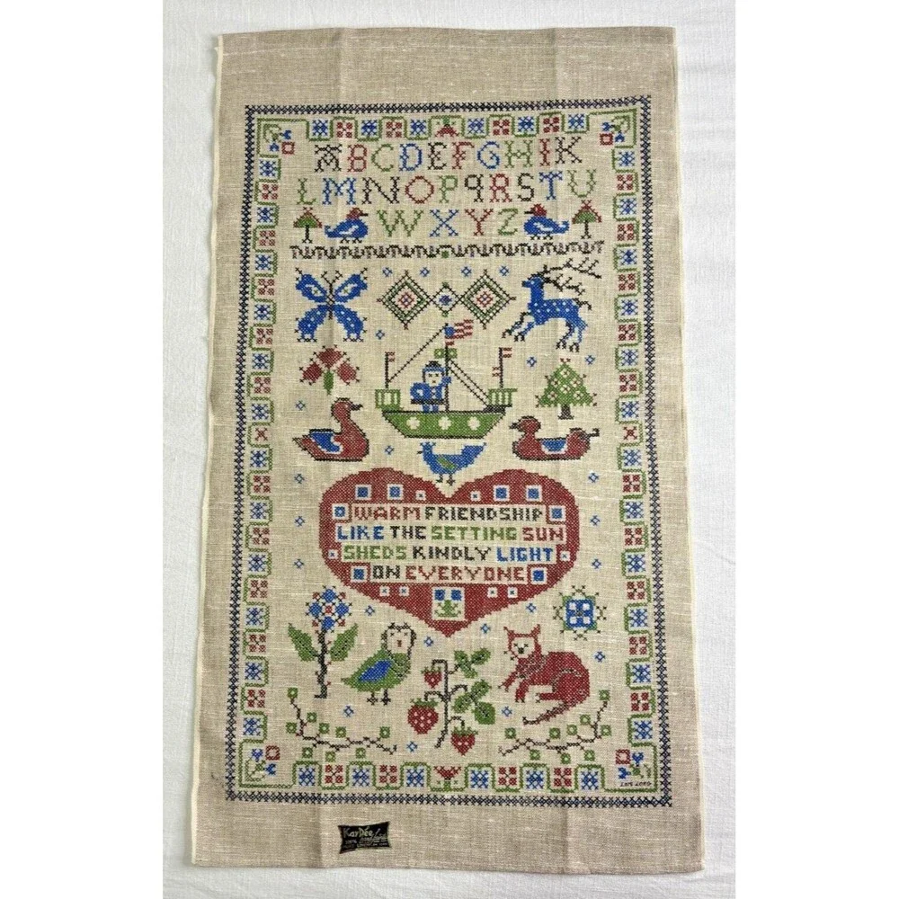 Vintage Kay Dee 100% Pure Linen Tea‎ Towel MCM Design by Lois Long 17 x30 NEW